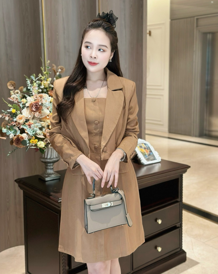 Set váy 2 dây cúp ngực phối Vest lửng sang trọng_thumbnail_6