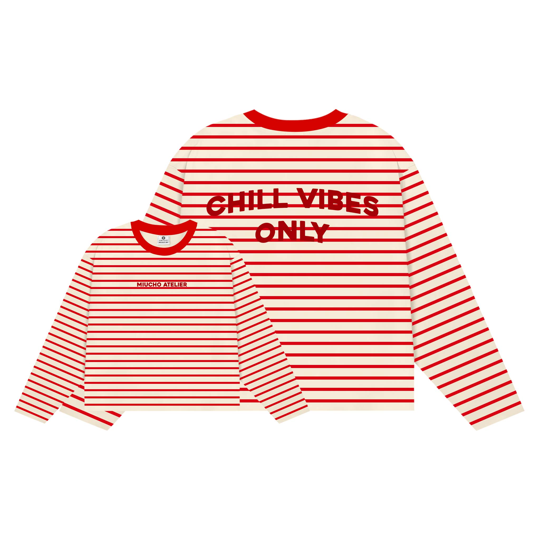 Áo thun boxy tay dài Miucho vải thun rib thoáng mát mềm mại cổ tròn Chill Vibes Only in mix 2695_thumbnail_13