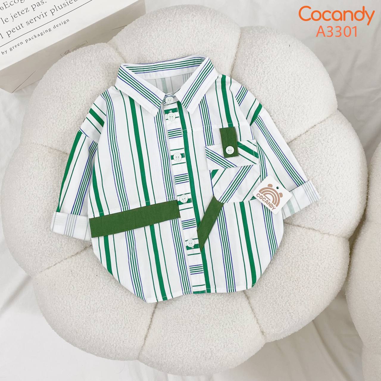 Áo dài sơ mi TRẮNG sọc XANH LÁ_thumbnail_0