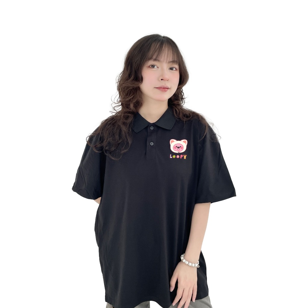Áo polo loopy dễ thương unisex local brand form rộng PLD735 chất cotton Miucho in graphic_thumbnail_2