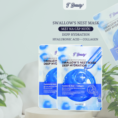 [MT3] T'BEAUTY - Mặt nạ - Cấp ẩm sâu- HỘP 10 miếng (màu xanh biển)