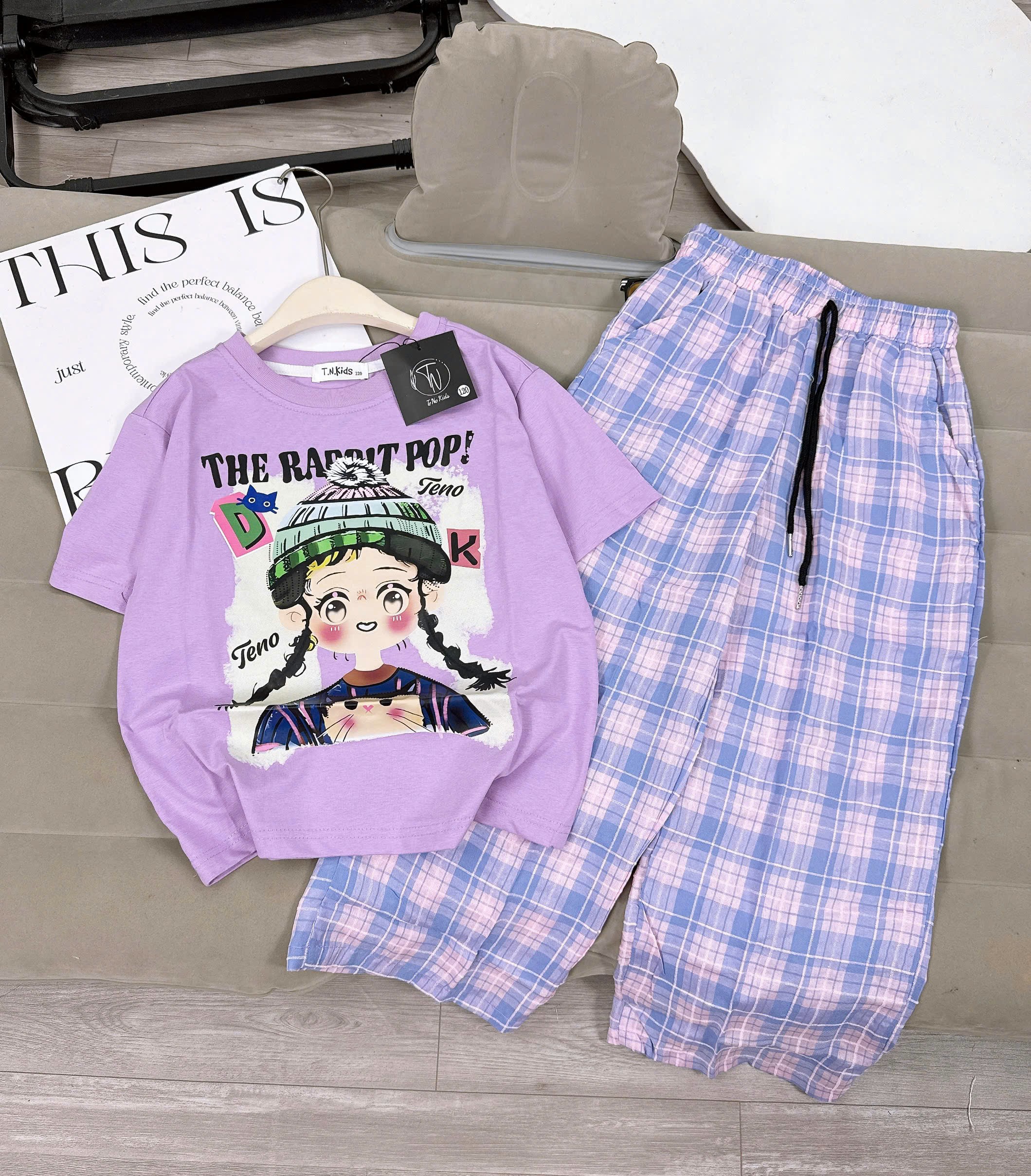 [Z95] Quần kẻ áo mèo