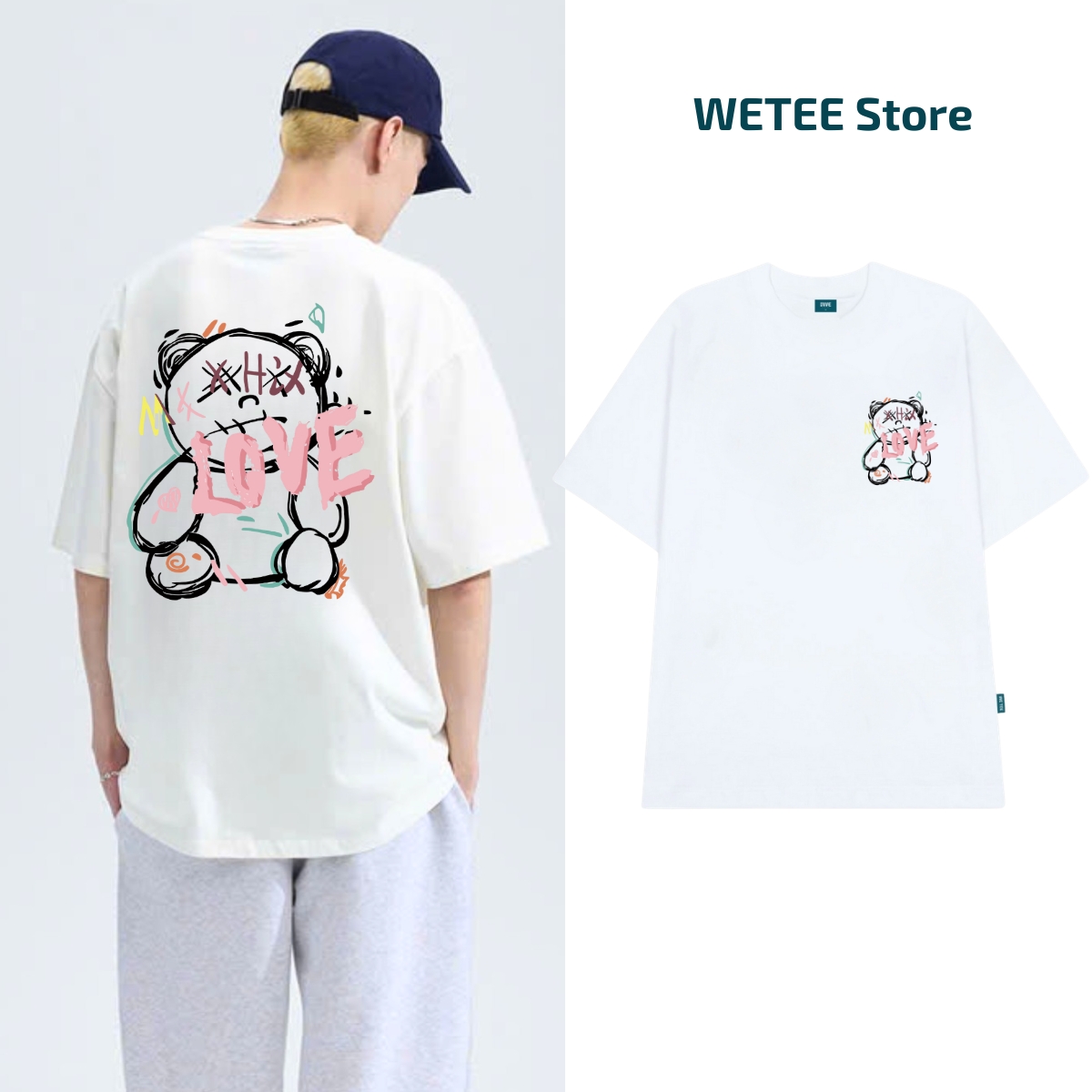 Áo phông unisex nam nữ hình Gấu LOVE local brand 𝐖𝐞 𝐓𝐞𝐞 - WU0847
