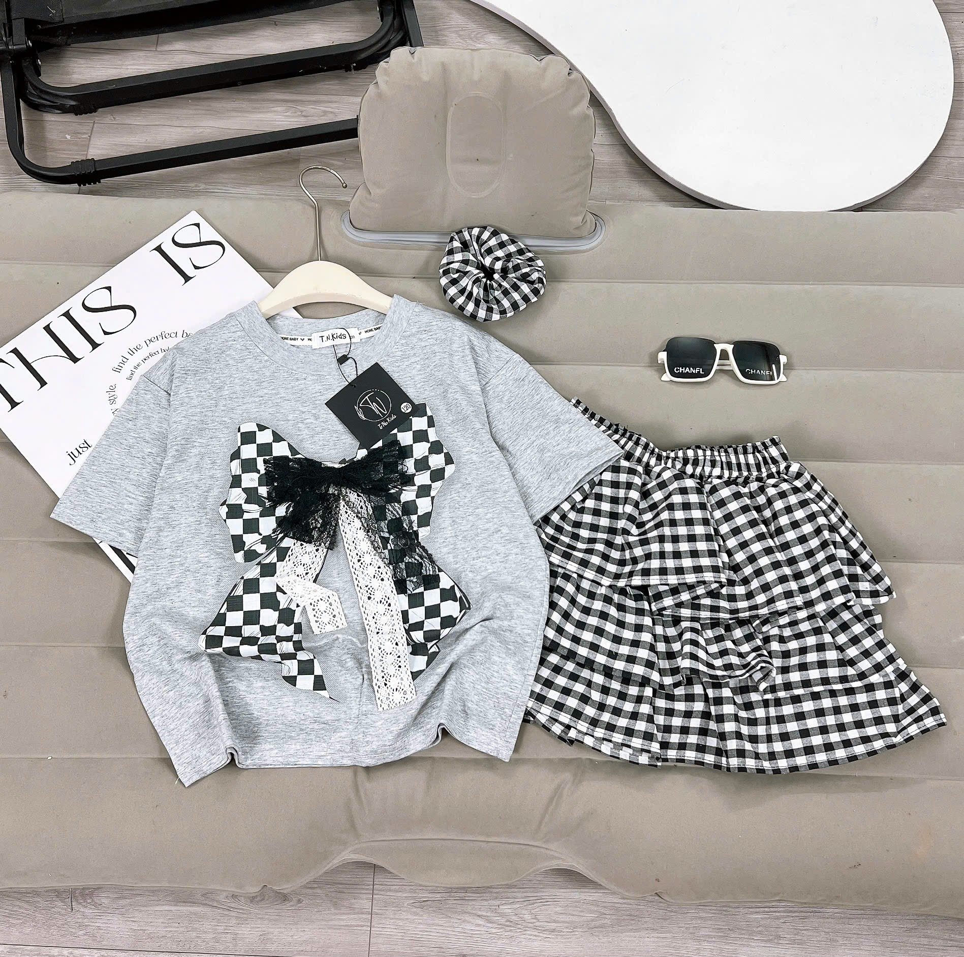 [Z29] Váy caro nơ nổi