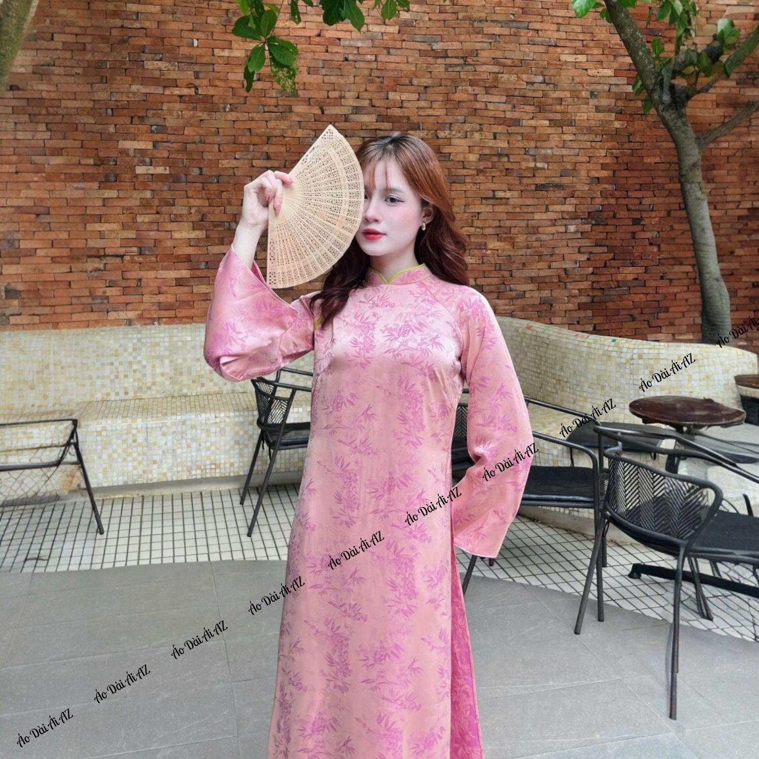 Áo Dài Nữ Cách Tân Dáng Suông Tay Dài Giả Cổ Phục Mặc Tết Tơ Hoa MM06_thumbnail_2