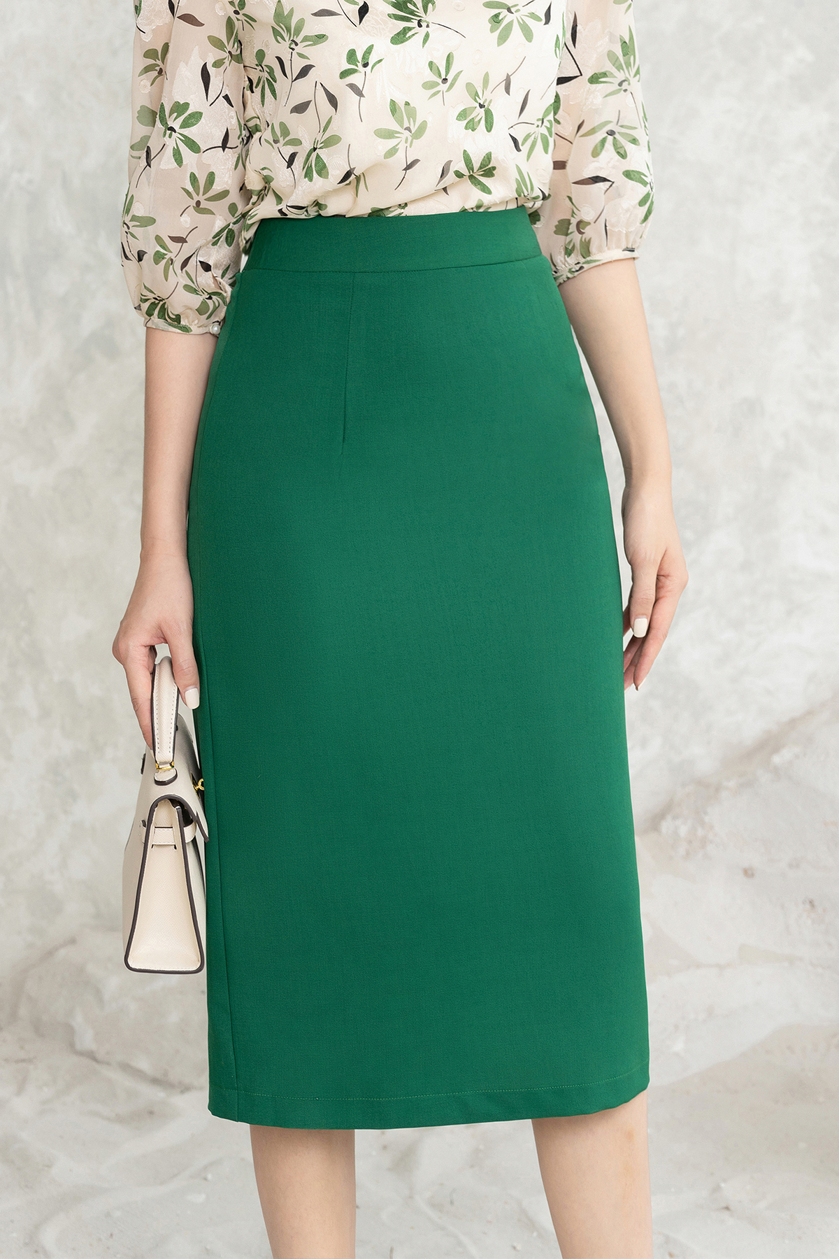 Chân váy bút chì Thời trang Lavender xanh lá khóa kéo CV2908