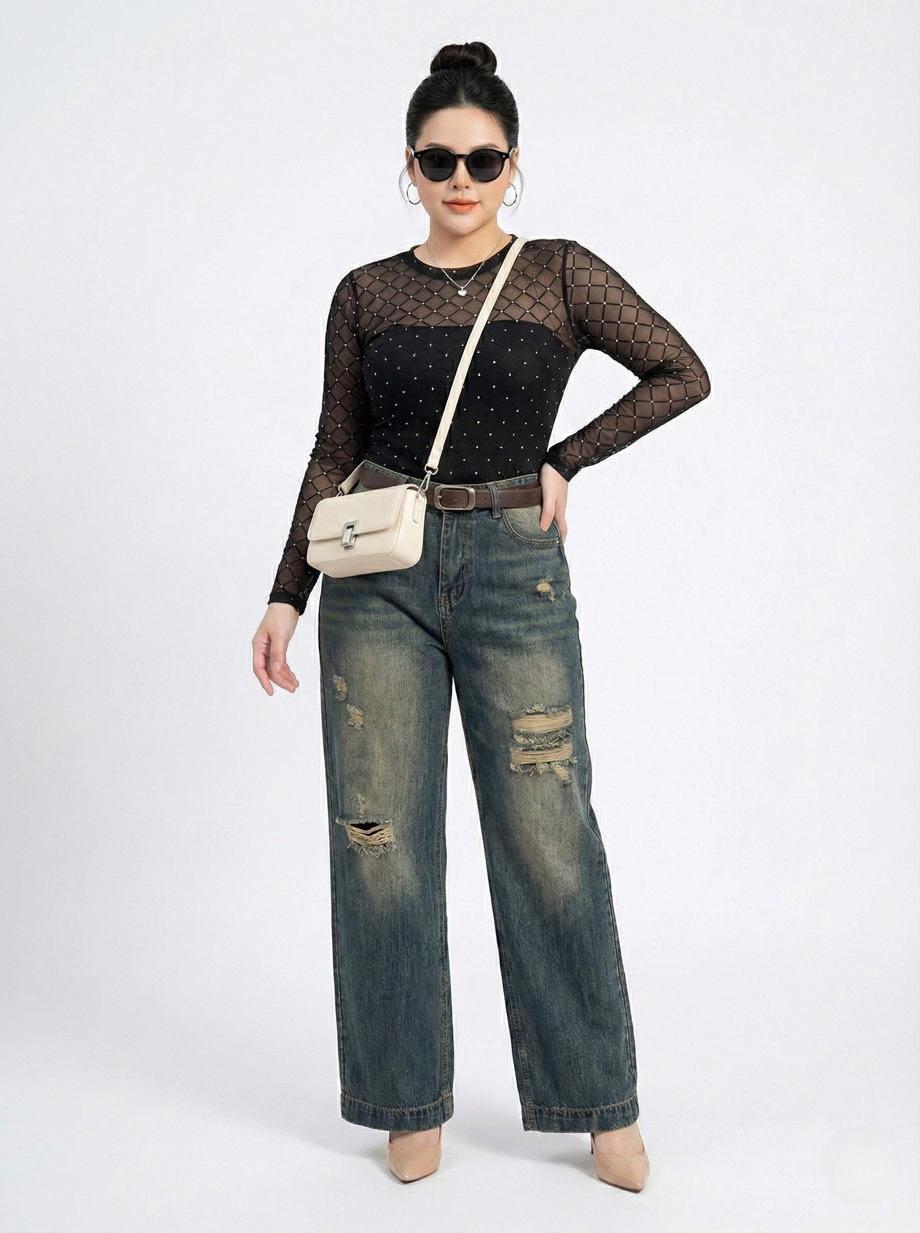 BIGSIZE NỮ-Quần suông rách T- QJ607