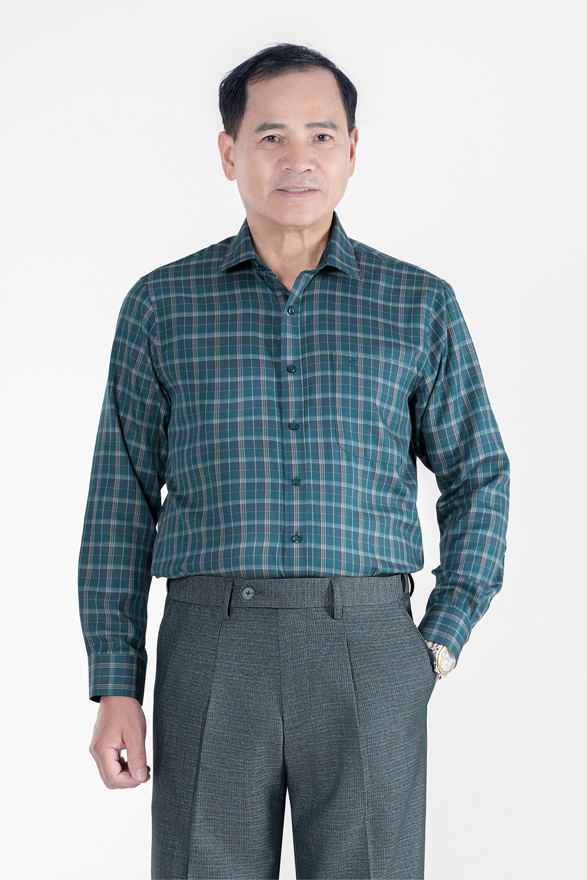 Áo Sơ Mi Caro Dài Tay Nam Trung Niên Sợi Tre Khử Mùi Chống Nhăn_thumbnail_6