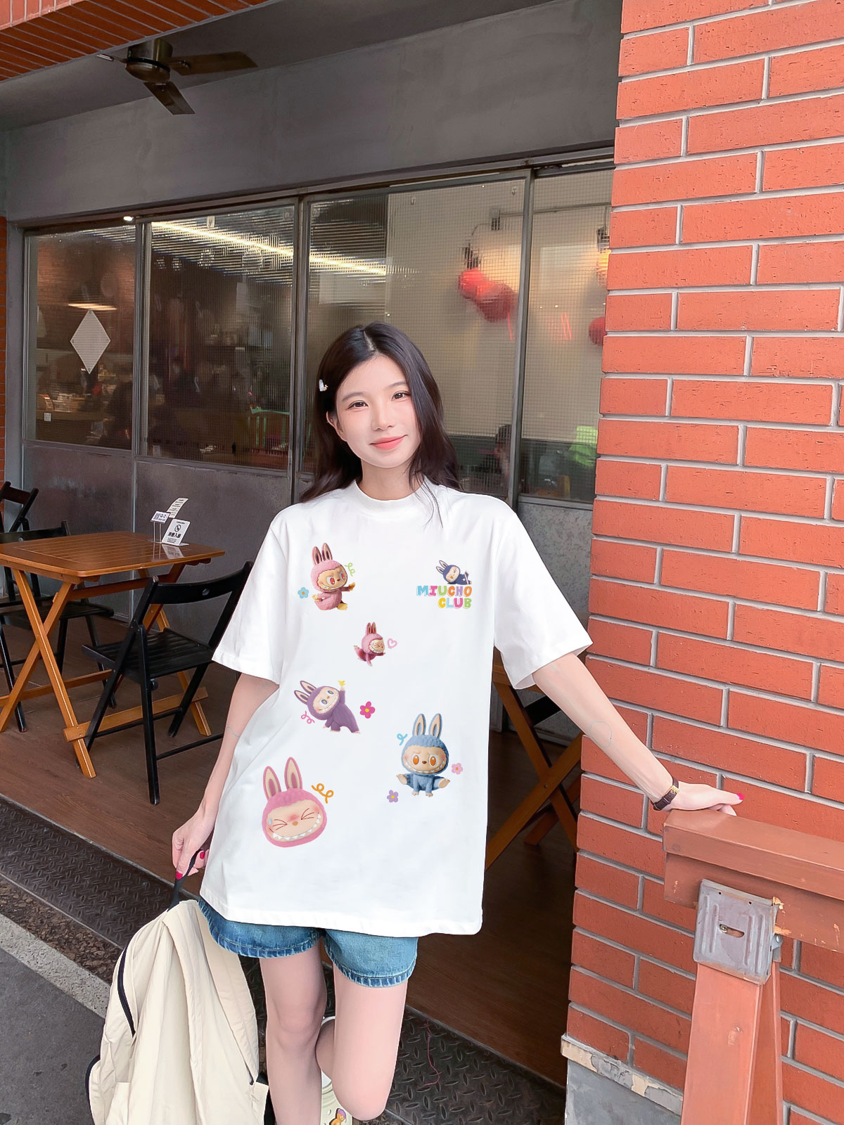 Áo phông labubu form rộng nhiều màu ATD1450 Miucho vải cotton cổ tròn in mix_thumbnail_2