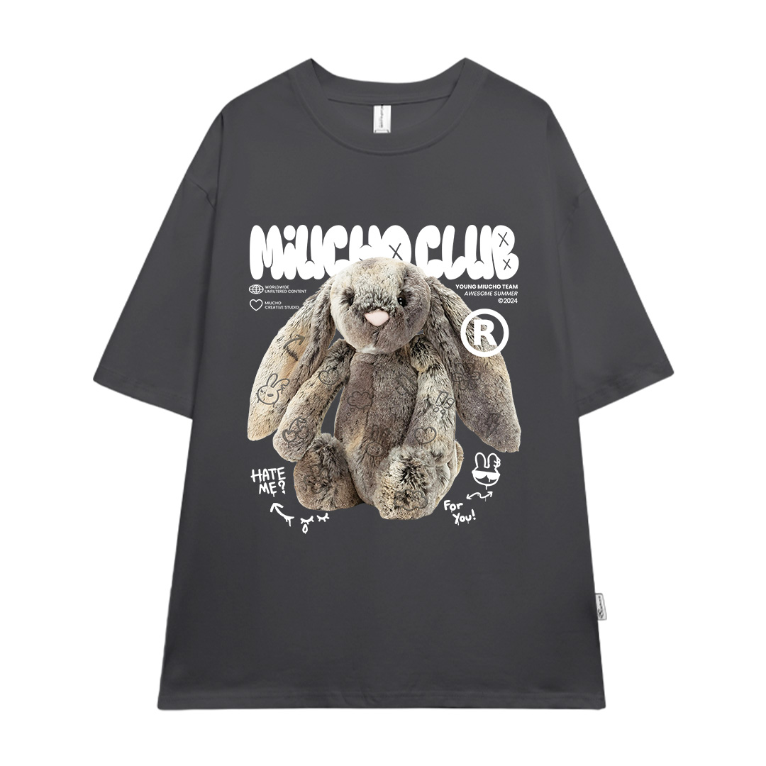 Áo thun thỏ Bunny form rộng local brand ATD1254 Miucho tay ngắn cổ tròn in mix_thumbnail_11