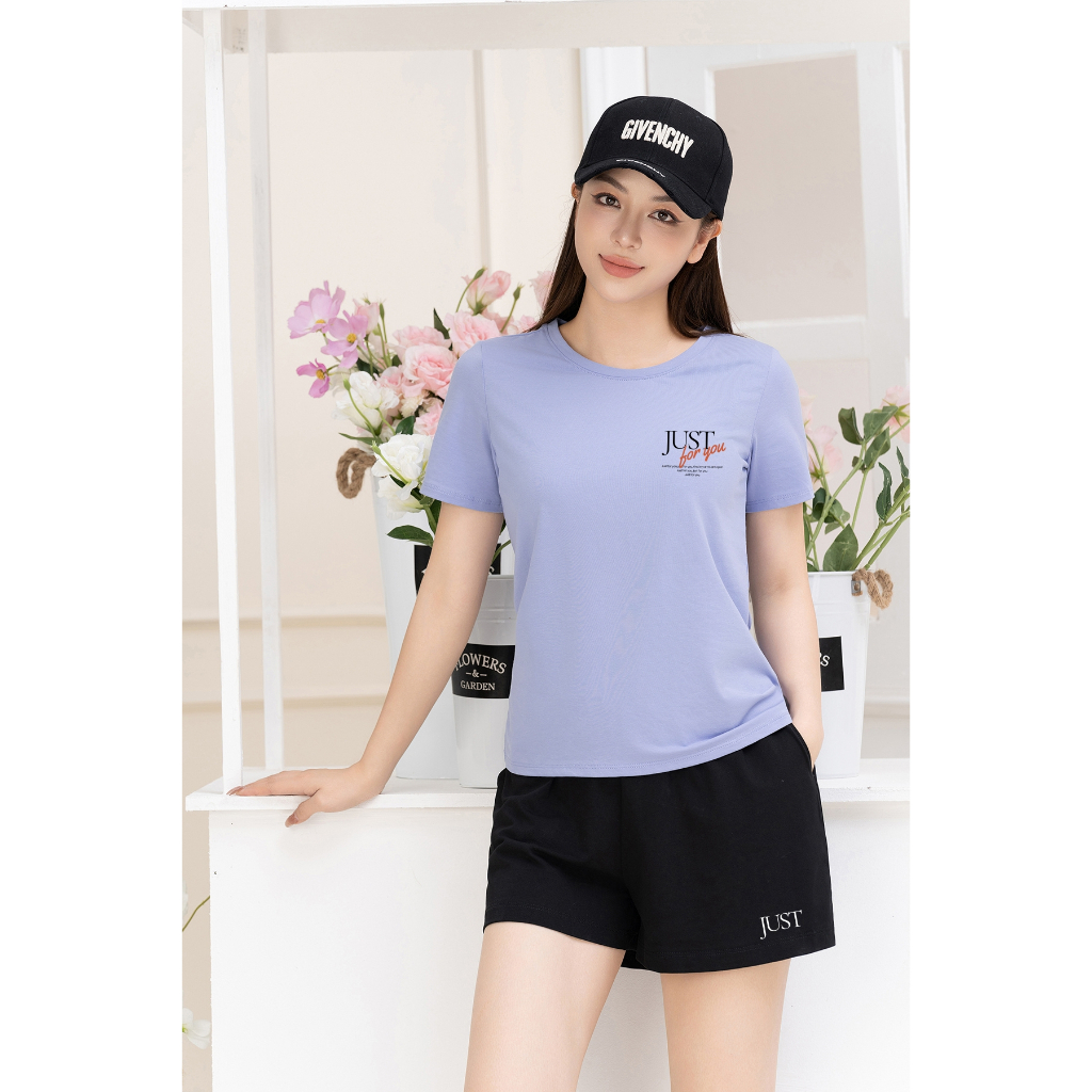 [Form Vừa] Bộ đồ nữ in chữ Just for you - Set cộc tay mặc nhà/ đi chơi LOZA VP337_thumbnail_1