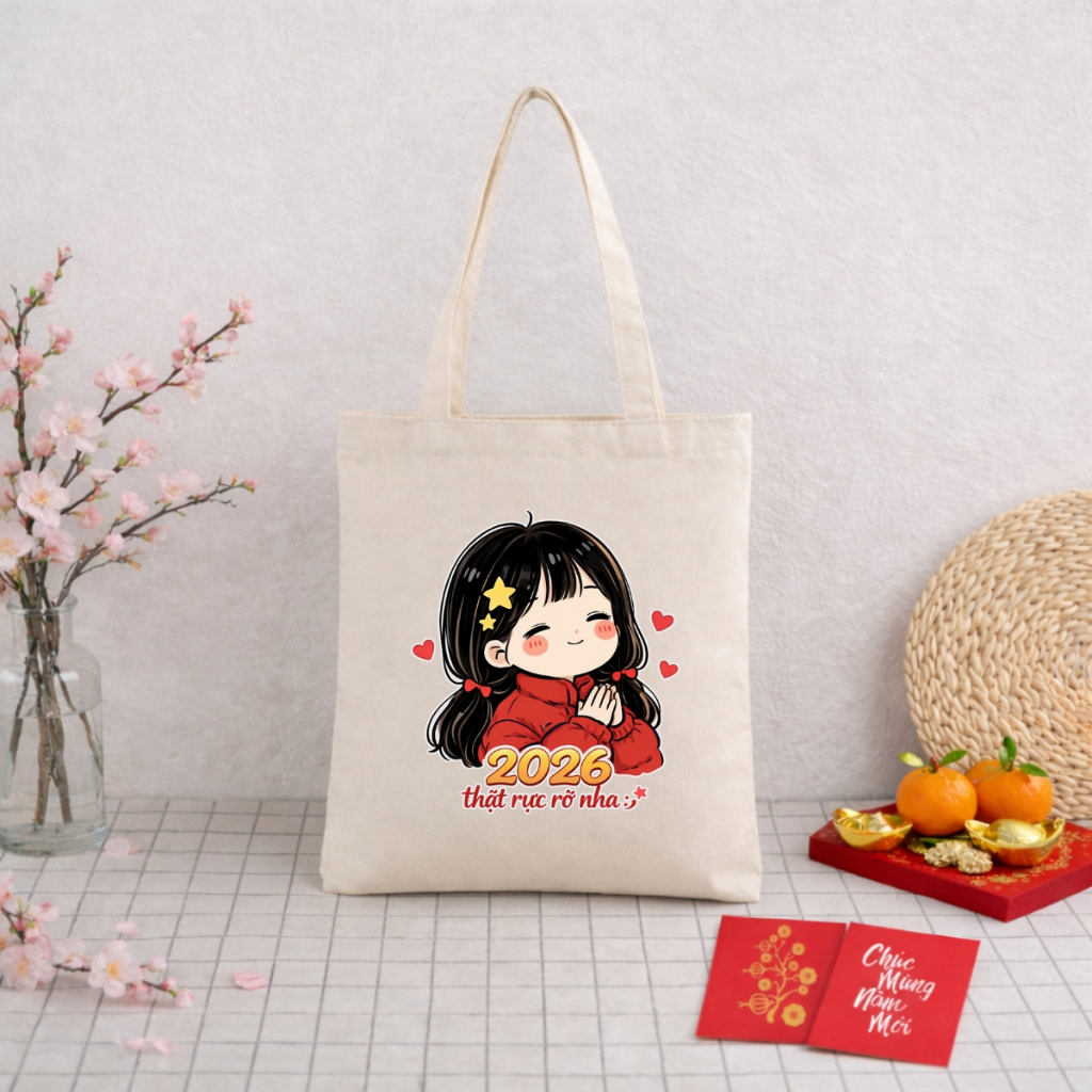 Túi Tote BST Bé gái Tết 2026 - Túi vải canvas có túi phụ và khoá kéo đựng vừa A4 và laptop (33x37cm) - TOTE34_thumbnail_16