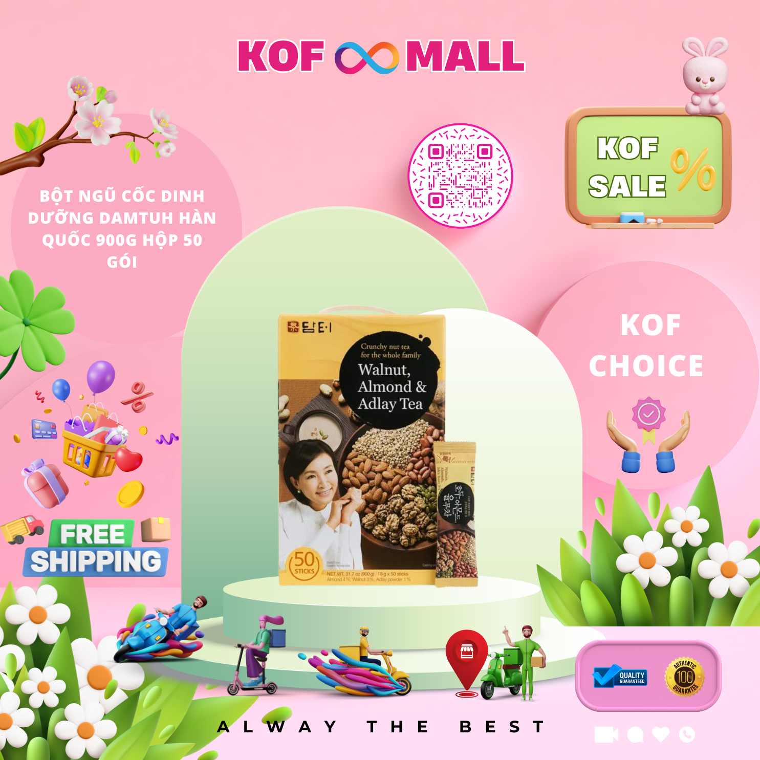 BỘT NGŨ CỐC DINH DƯỠNG DAMTUH HÀN QUỐC 900g hộp 50 gói