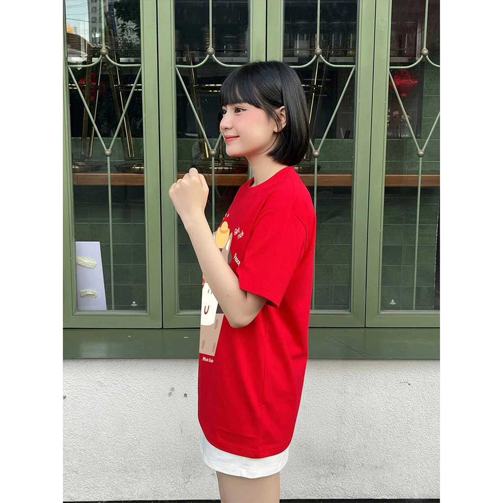 Áo thun form rộng Miucho vải dày dặn thoáng mát tôn dáng chú ngựa ngây ngô in mix 2910_thumbnail_3