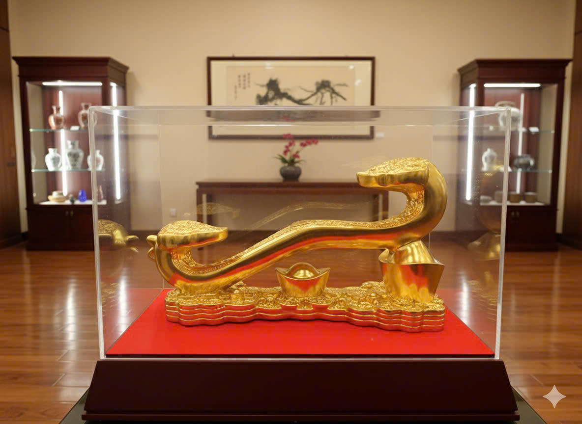 Gậy như ý bằng đồng dát vàng 9999