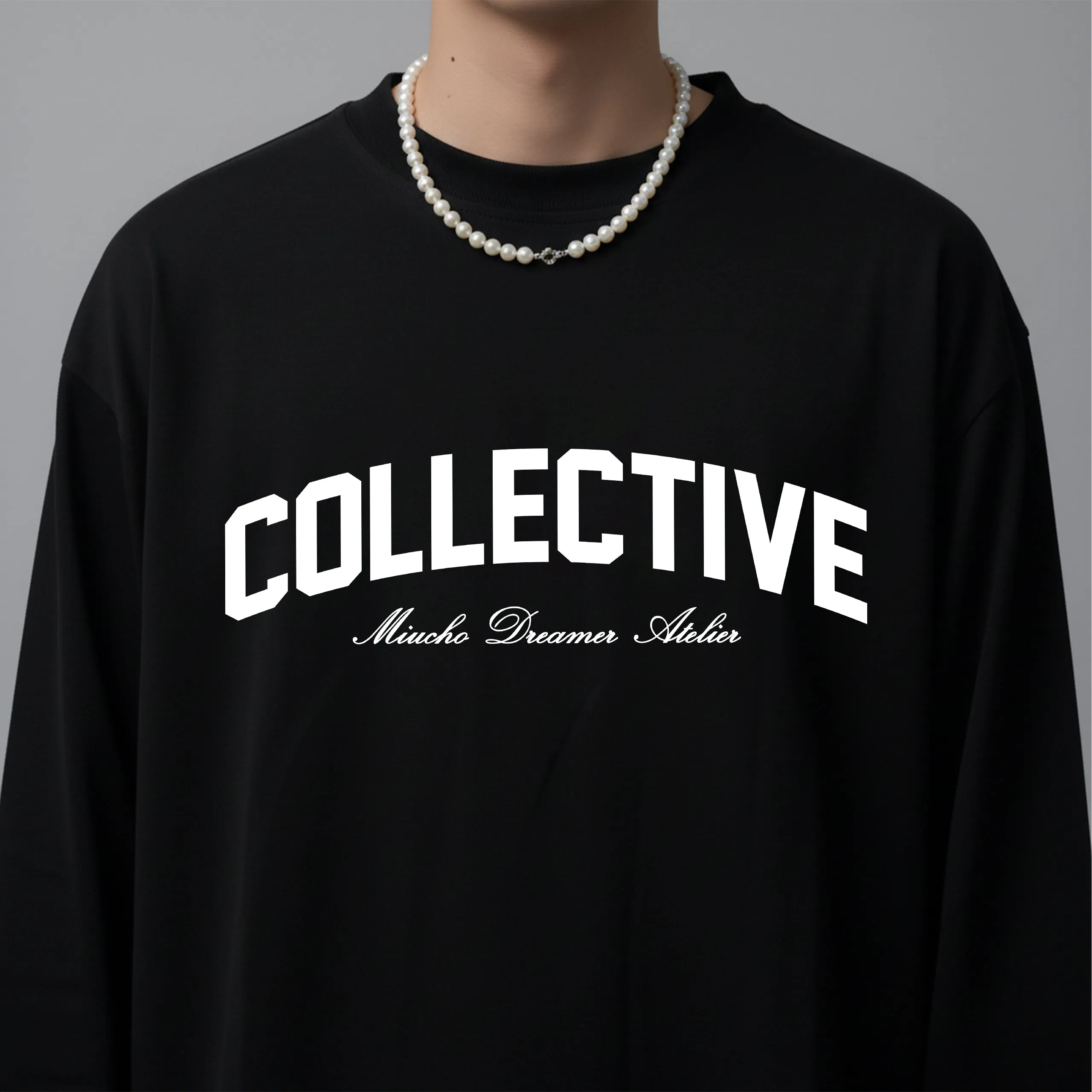 Áo phông boxy tay dài Miucho Club cotton 2 chiều thoáng mát in chữ COLLECTIVE 2679_thumbnail_9