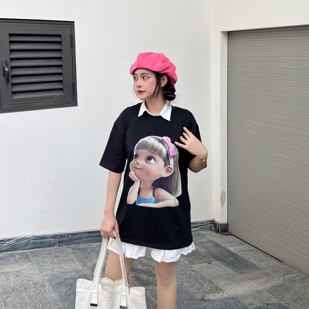 Áo thun nữ form rộng đẹp tay lỡ kiểu hàn quốc chất vải cotton mềm mịn AT253 Miucho in hoạ tiết_thumbnail_2