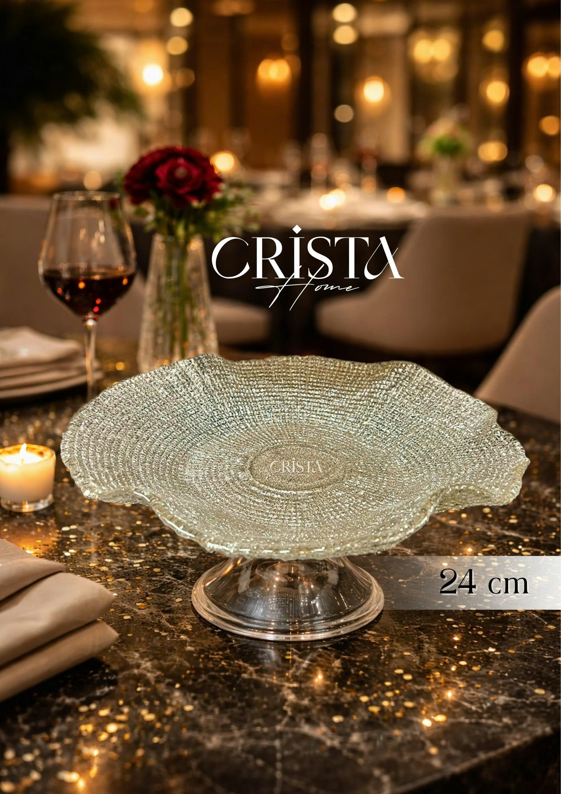 Đĩa thủy tinh cao cấp CRISTA HOME chân bồng vân lưới size 24 cm_thumbnail_7