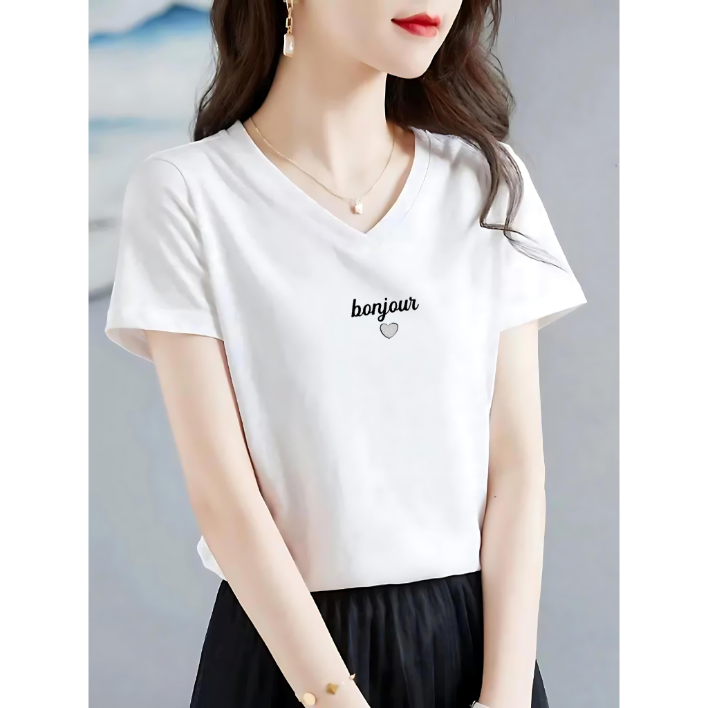 [Form Vừa] Áo phông nữ cổ tim form vừa - Áo thun LOZA cổ - G0166_thumbnail_7