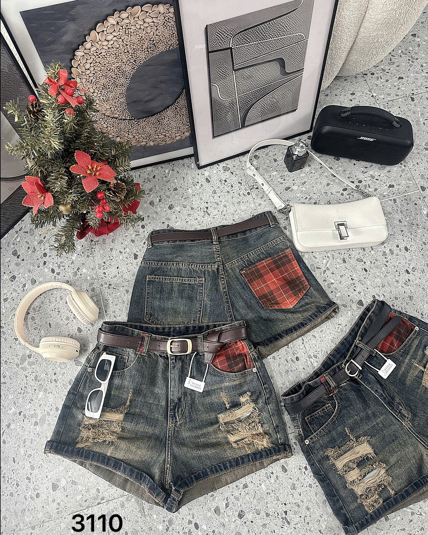 BIGSIZE NỮ - Quần short phối túi caro T-QSJ3110_thumbnail_3