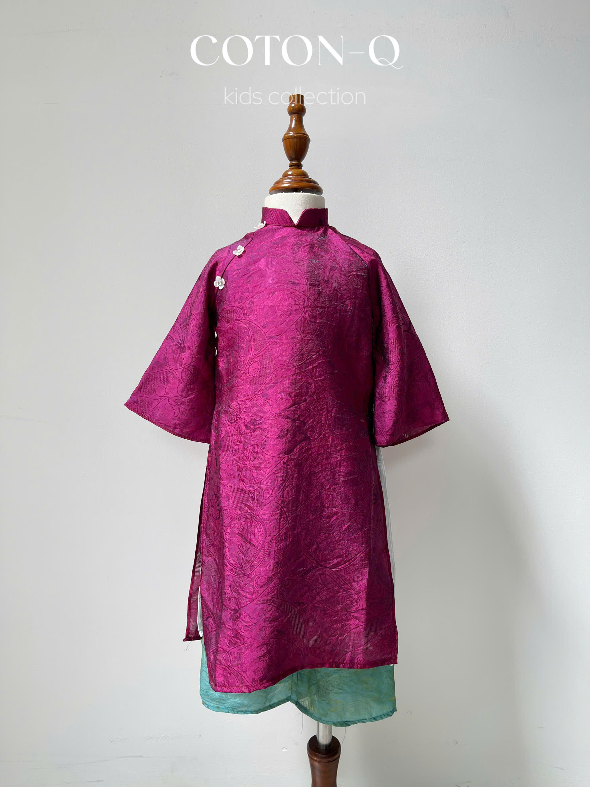 Set áo dài bé 4 tà ( XANH )_thumbnail_10