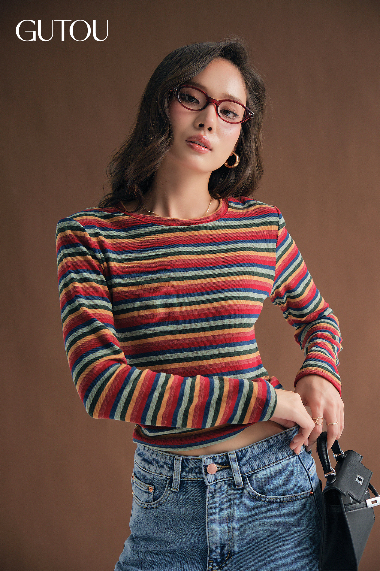 [ GUTOU ] Áo Thun Dài Tay Echo Stripe Top_thumbnail_3