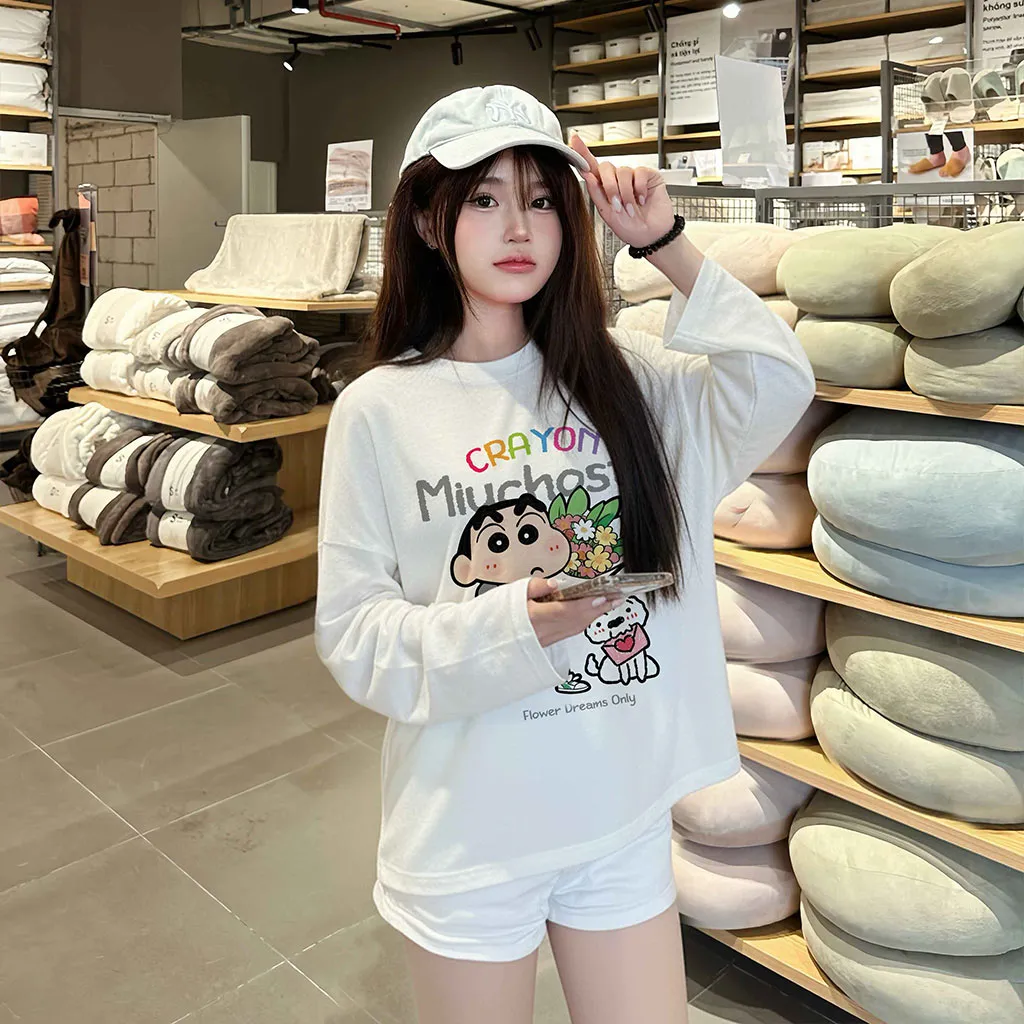 Áo thun boxy tay dài hoạt hình đáng yêu Miucho vải thoáng mát cổ tròn in mix 2957_thumbnail_6