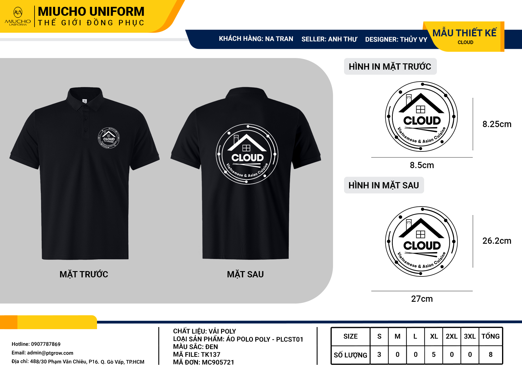 Áo polo cá sấu thiết kế như yêu cầu TK137