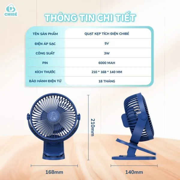 QUẠT KẸP TÍCH ĐIỆN CHIBÉ - Xanh Than_thumbnail_8