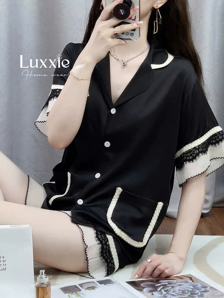 N113C Pijama lụa phối ren túi 2 bên cộc đùi_thumbnail_4