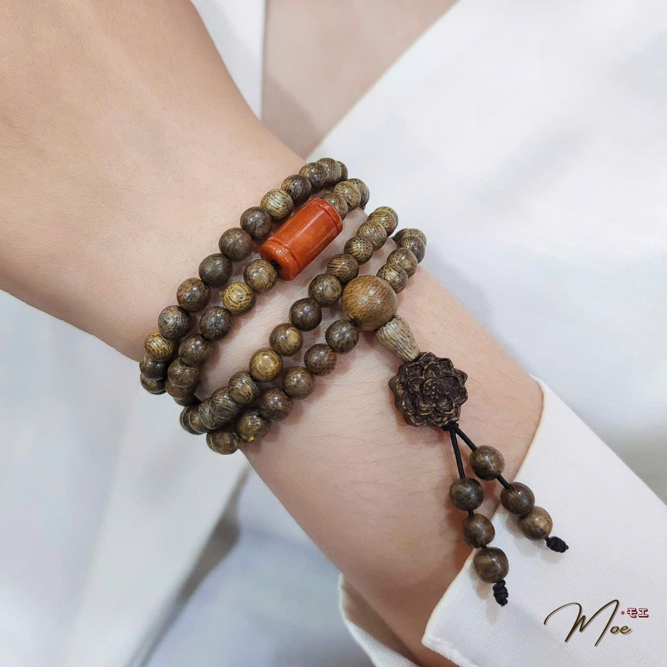 PT171 - Chuỗi vòng trầm tốc hoa sen mix lu thống đá tự nhiên_thumbnail_2