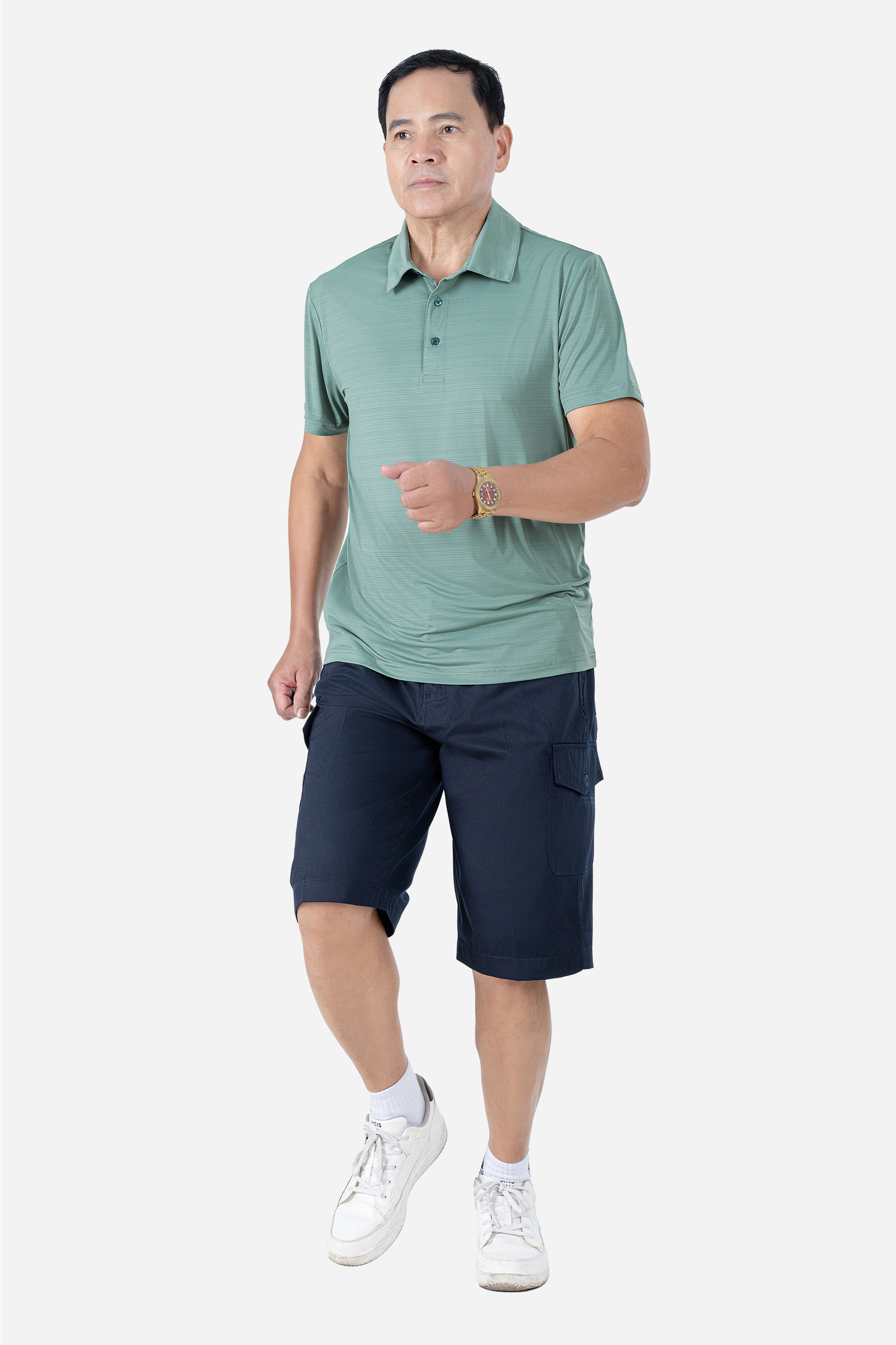 Áo Polo Melange Thể Thao Nam Trung Niên ANCHI Chất Liệu Cotton Phom Suông Vạt Ngang_thumbnail_37