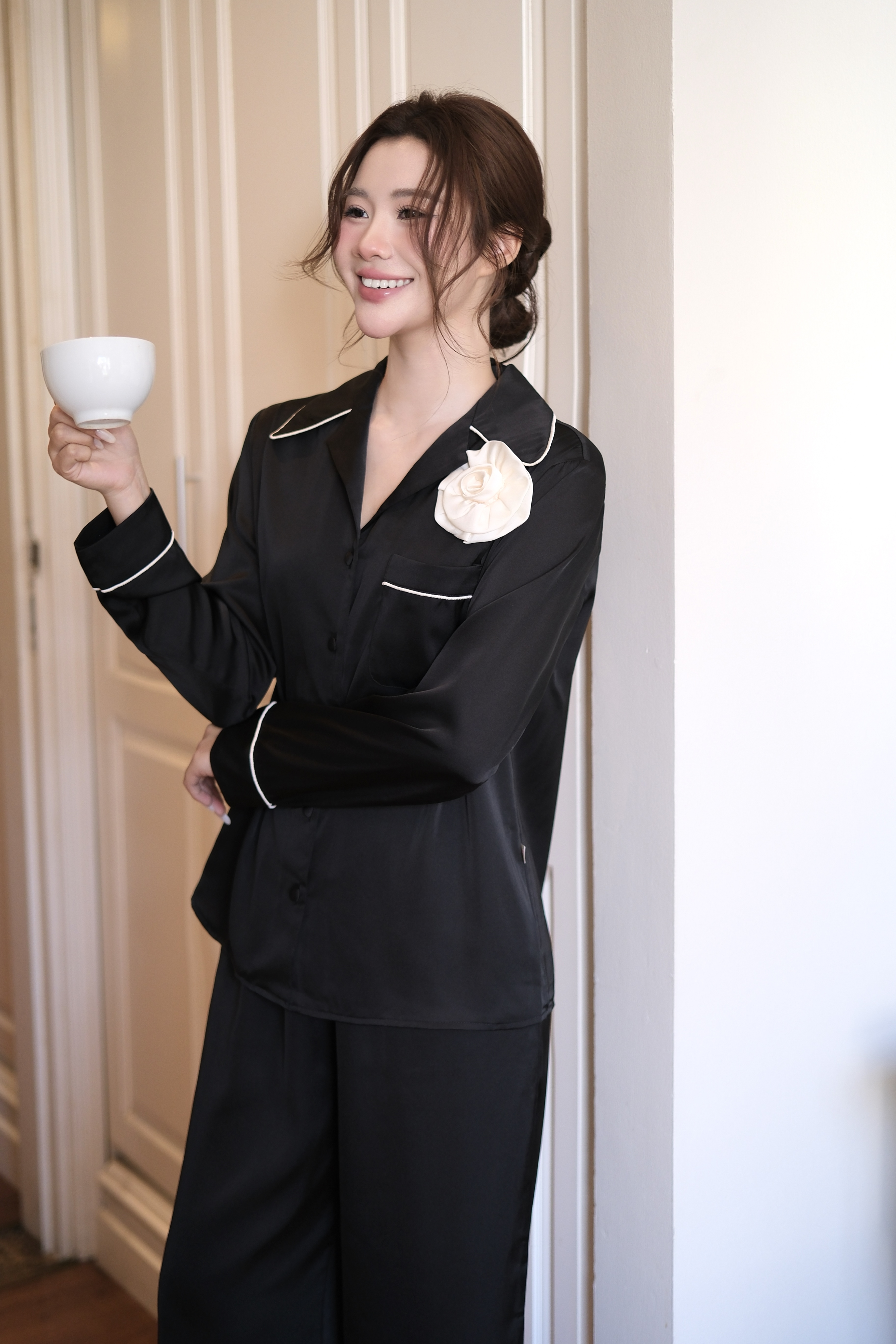 Bộ lụa áo dài tay, quần dài BN608_thumbnail_8