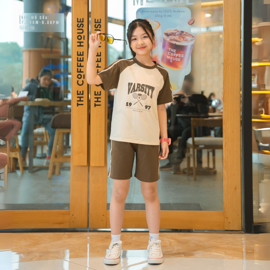 Đồ bộ bé gái màu phối in chữ 'VARSITY'  - Loza Kids BF310_thumbnail_4