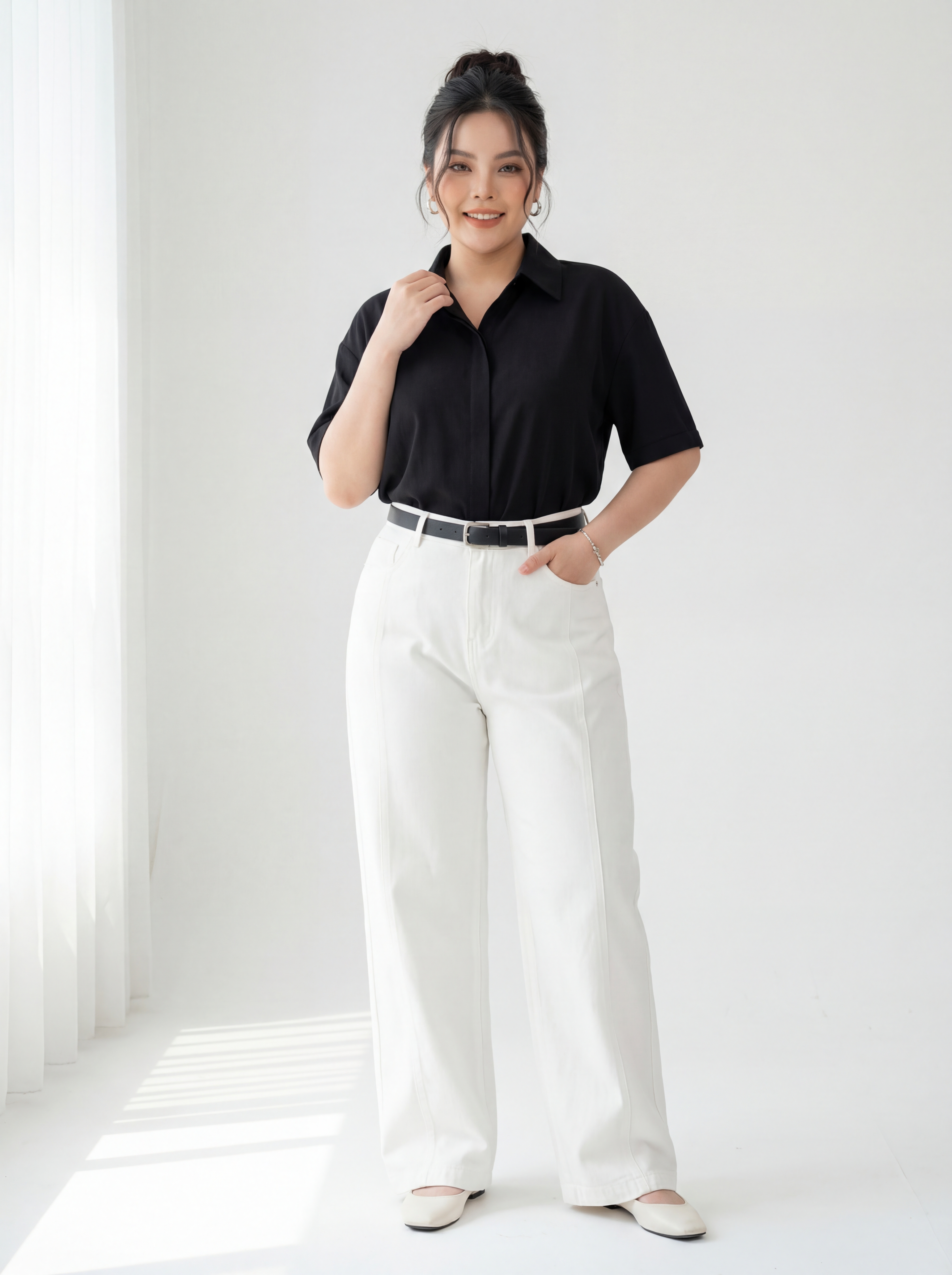 Áo sơ mi tay ngắn kiểu basic bigsize AT8006 dành cho nàng béo mập từ 55-90kg