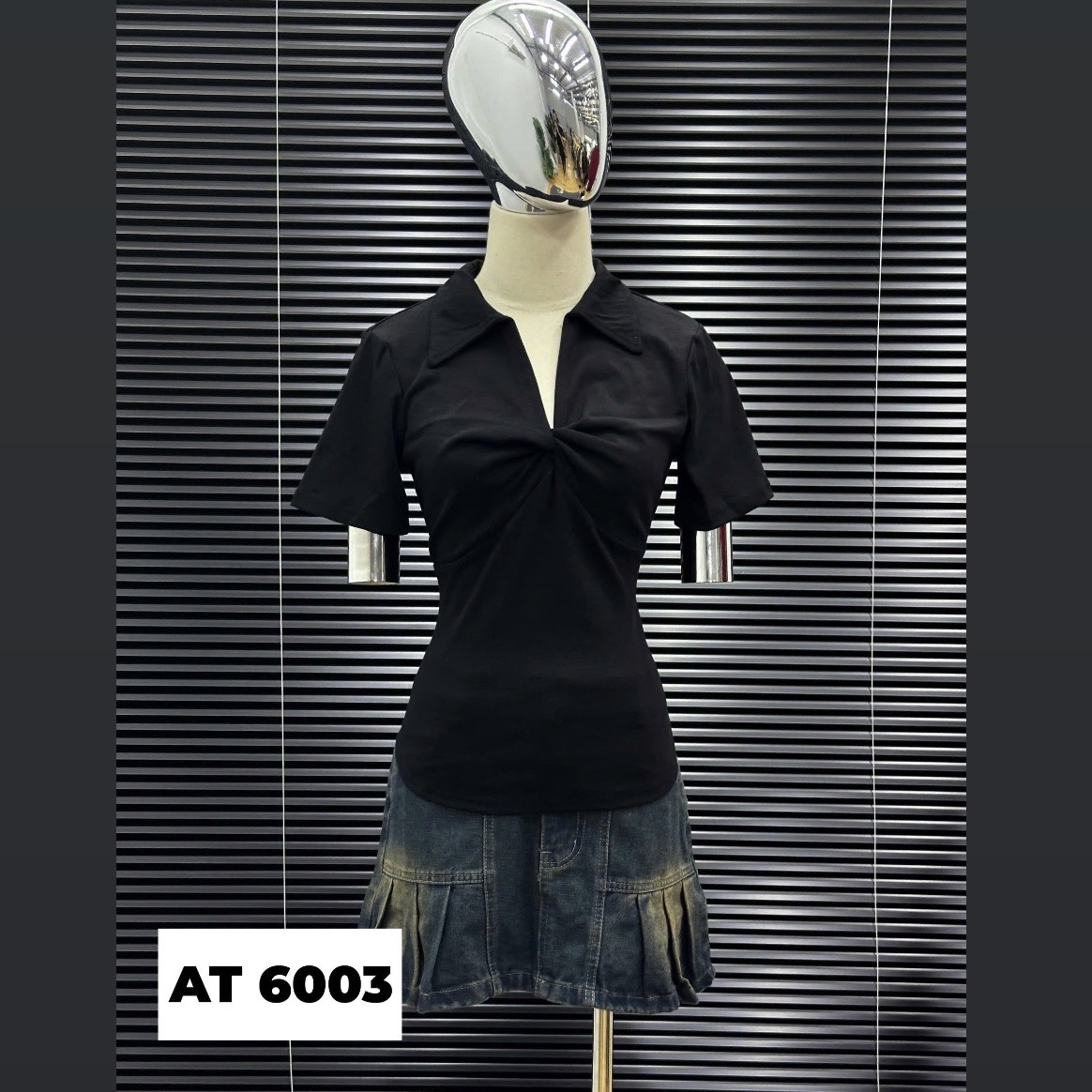 Aó thun xoắn ngực cổ V bigsize AT6003 dành cho nàng béo mập từ 55-90kg_thumbnail_4