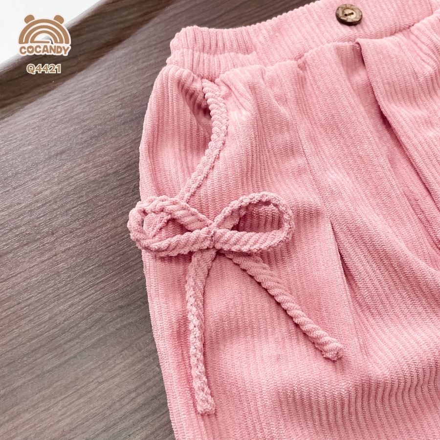 Quần dài nhung HỒNG gấu bèo túi nơ_thumbnail_3