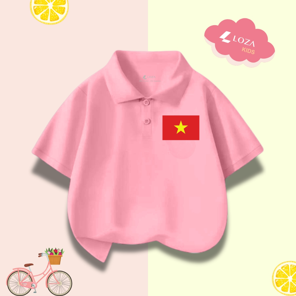 Áo polo trẻ em in hình 