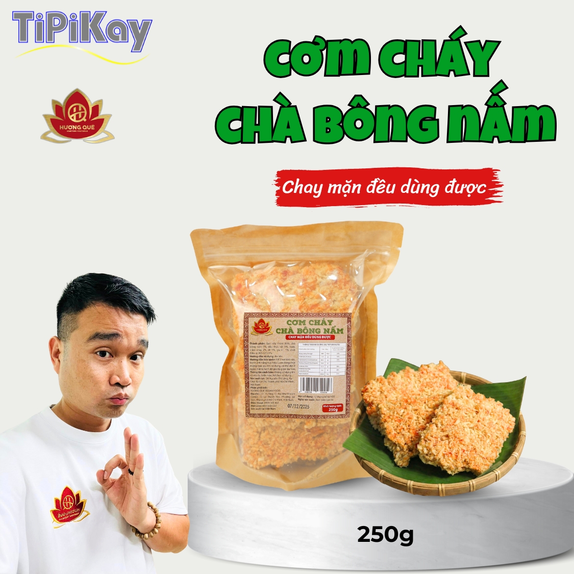 Cơm Cháy Chay Siêu Nấm Ròn Rụm Cay Vừa Gói 250G TP250GCCSN