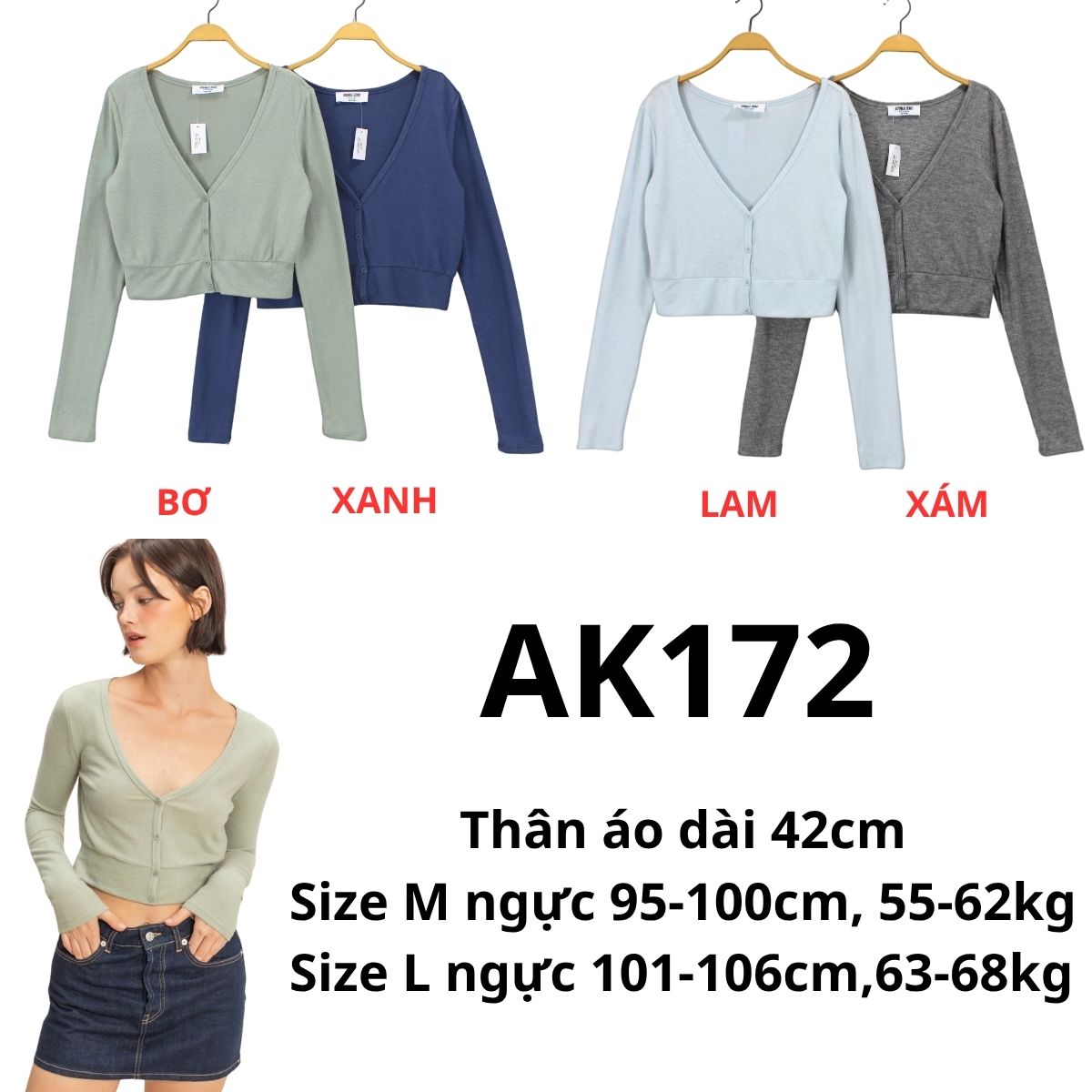 AK172 Áo khoác crop