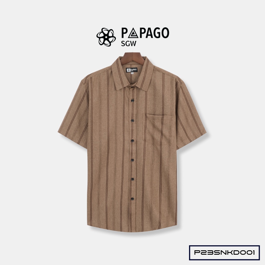 Áo sơ mi nam trung niên PAPAGO tay ngắn lai bầu vải xô đũi mềm mịn cao cấp kẻ sọc - P23SNKD001_thumbnail_10