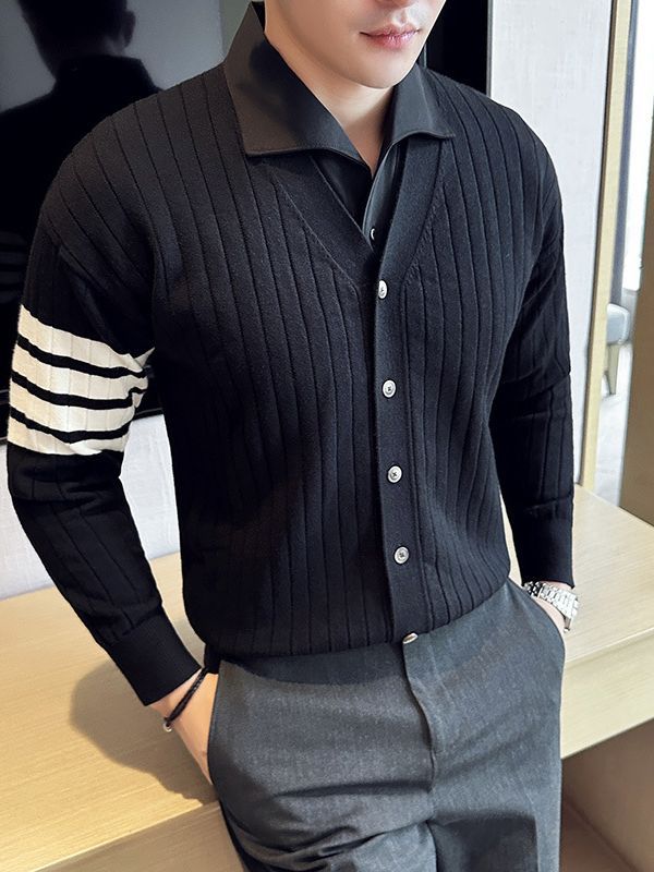 PA25 – Áo len cardigan nam phối màu phong cách hiện đại