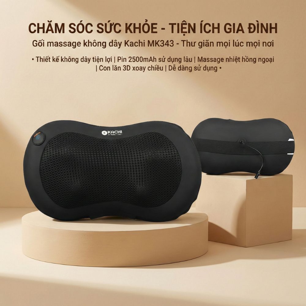 Gối massage không dây Kachi dòng cao cấp MK343