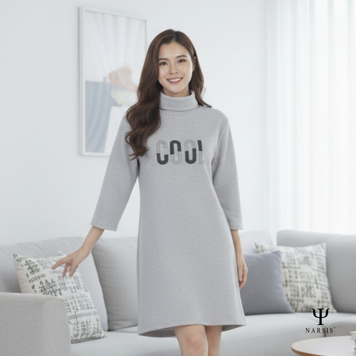 VÁY NỮ B8014 NARSIS VẢI LEN COTTON ẤM ÁP, THOÁNG MÁT, GIỮ ẤM TỐT, MỀM MẠI, GIỮ ẤM TỐT, MỀM MẠI_thumbnail_2