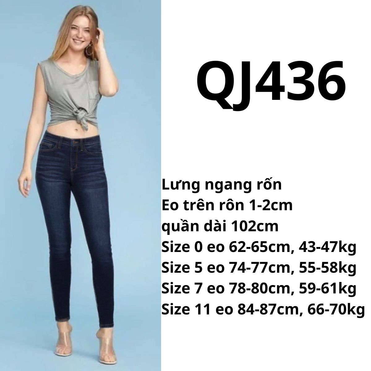 QJ436- JEANS ÔM MÀU ĐẬM JB