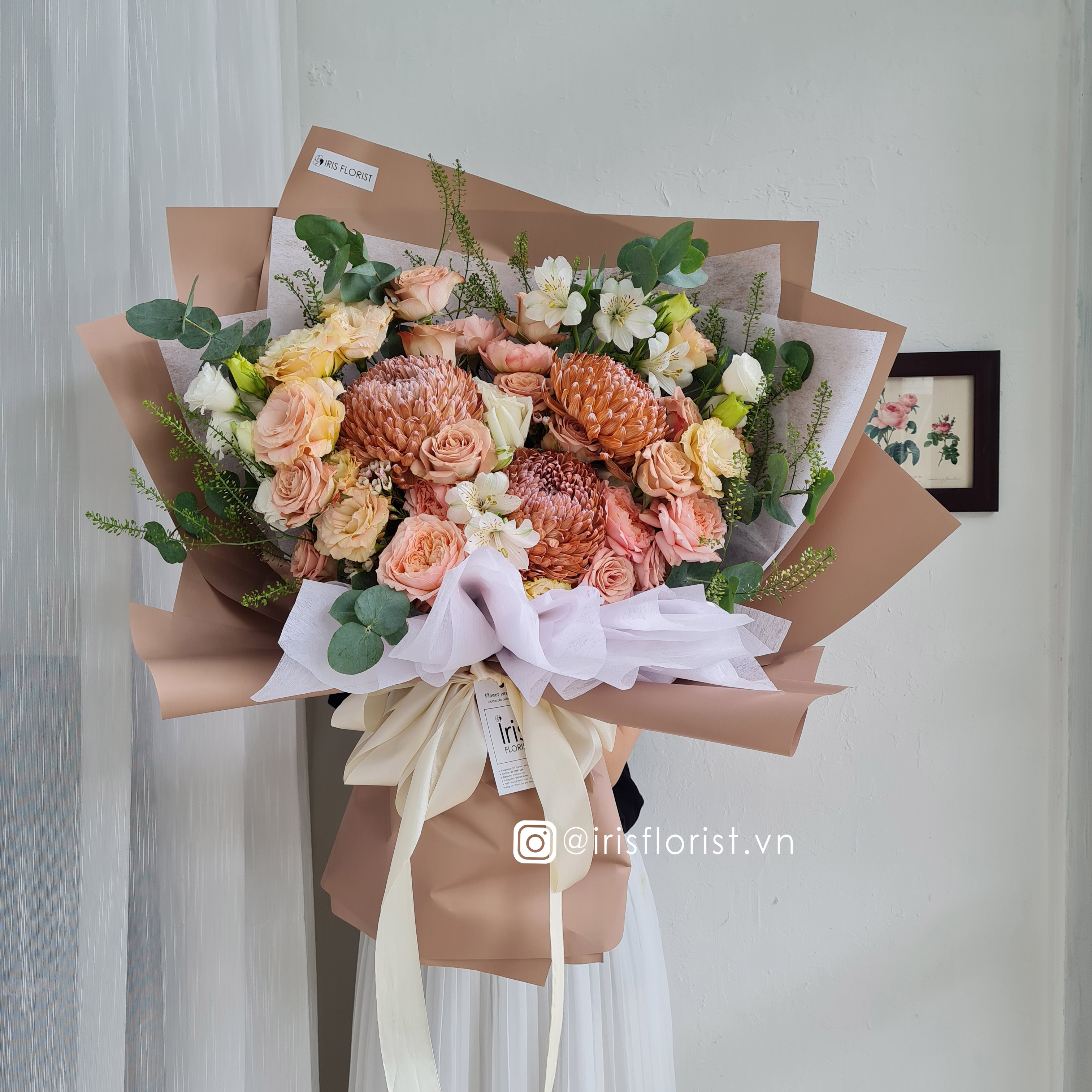 Cúc Mẫu đơn Cafe mix tone nâu - Super Big Size