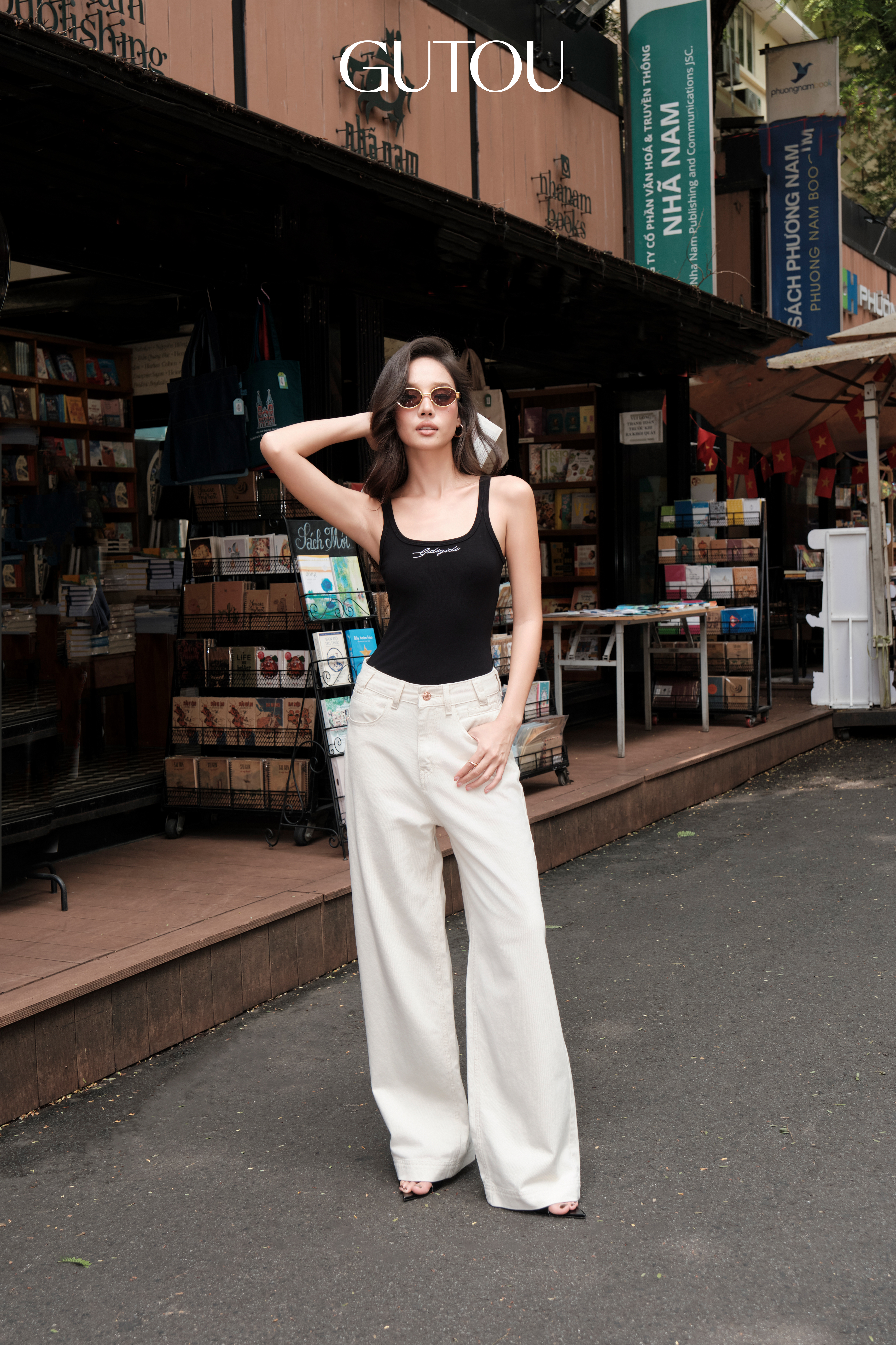 [ GUTOU ] Quần Jean Suông Begie Simple