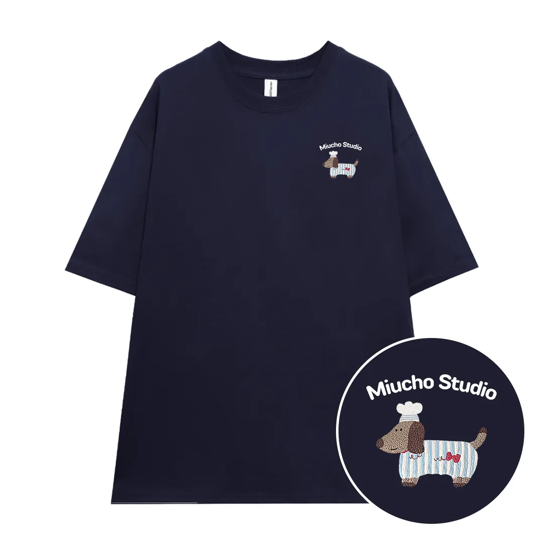 Áo thun form rộng local brand Miucho Studio cotton 2 chiều thoáng mát hình cún nhỏ in mix 2665