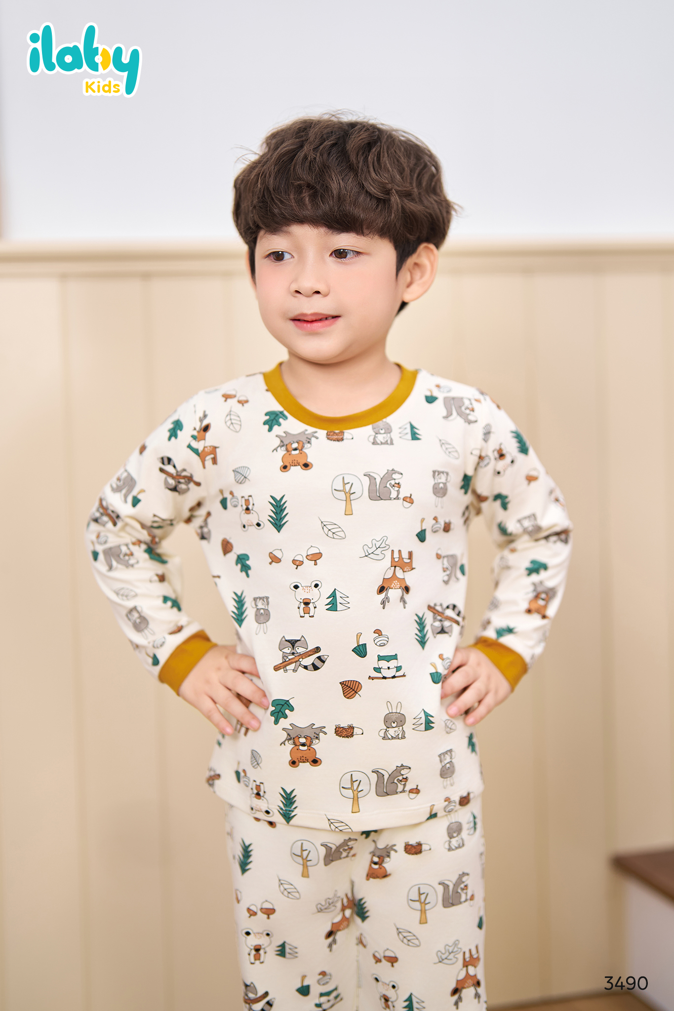 Bộ thun họa tiết sóc phối bo màu