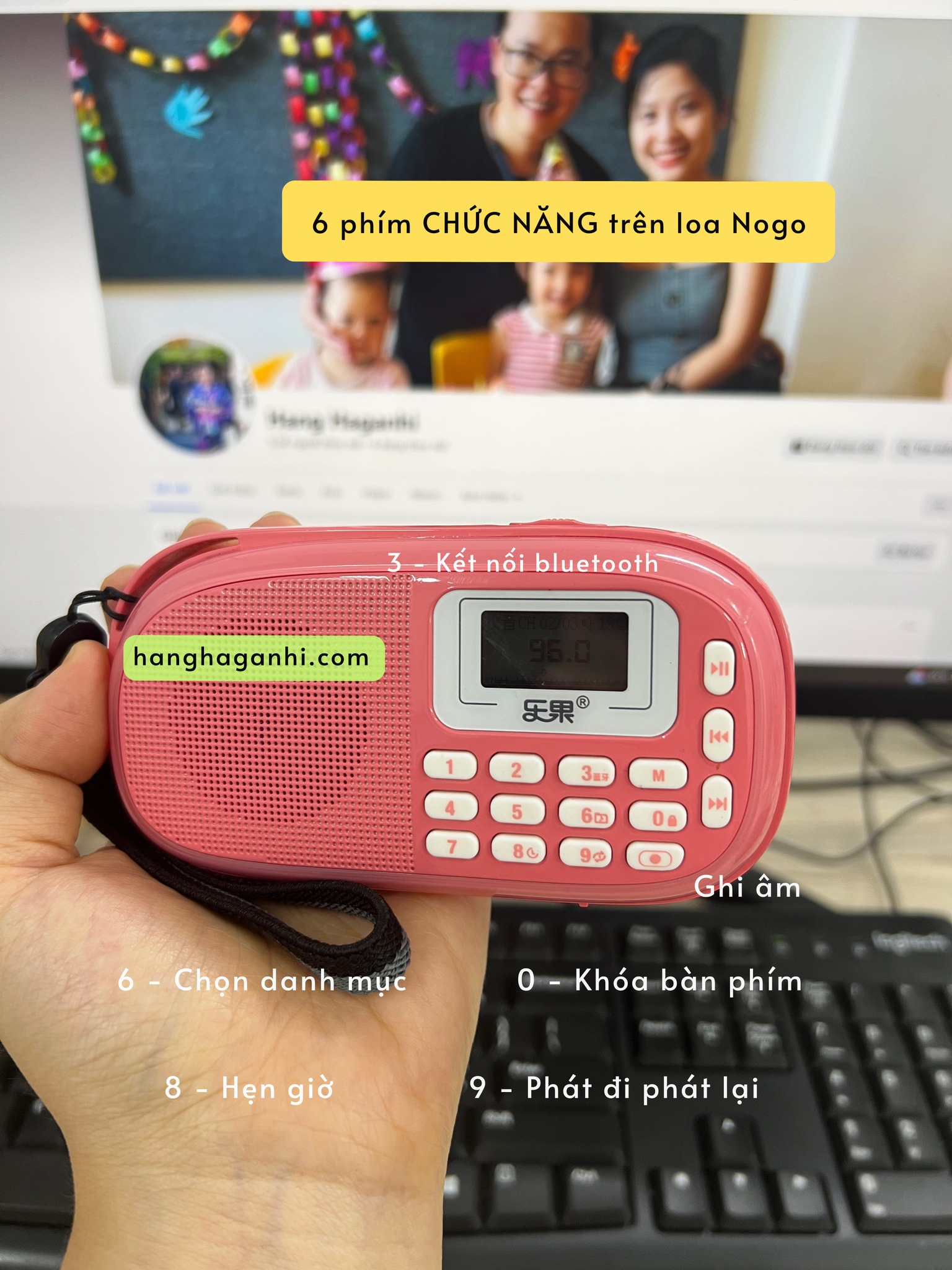 Loa Nogo Q15 hồng kèm thẻ nhớ 8GB, file nghe cho bé